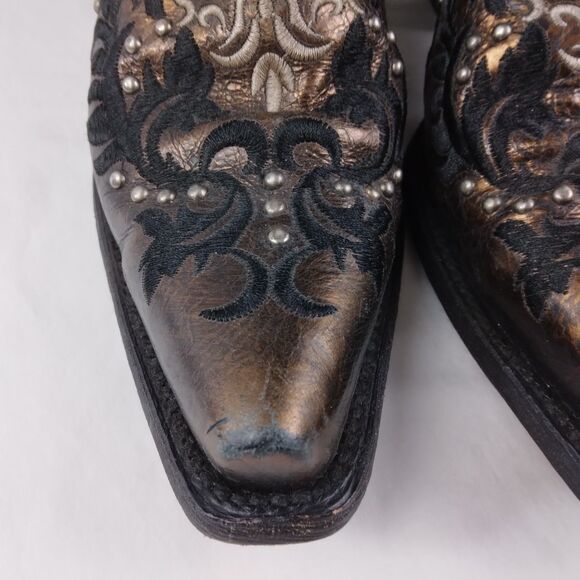 CORRAL Bronze Leather Studded Distressed Western Cowboy Boots Rodeo Women's 7M - Picture 7 of 16